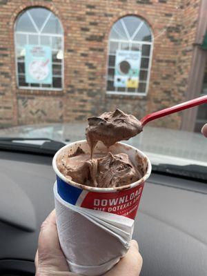 Wow! Blizzard and 4 more hours to drive.... What a fantastic combination!! Chocolate fudge blended ice cream...Really good!