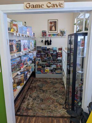 Board games, table top RPGs, and graphic novels.