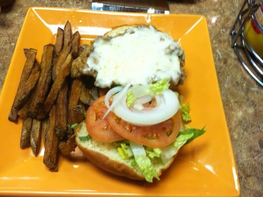 Parmesan Chicken sandwich with fries