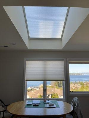 Honeycomb shades by Hunter Douglas are a great solution for most windows no matter the angle or orientation!