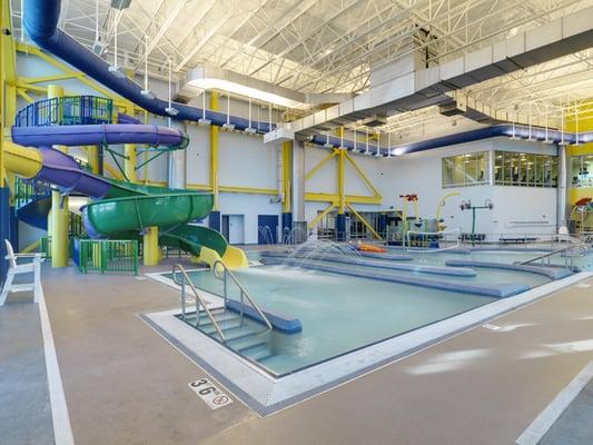 Our aquatic center features a heated lazy river, bubble bench and 2-story tube slide.