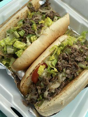 Cheese steak with onions and peppers