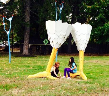 Giant Chicken Feet sculpture by local artist Peter Cheney.