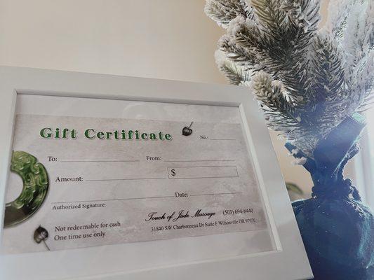 Gift certificates available for purchase !!