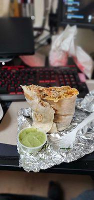 Super burrito with steak.