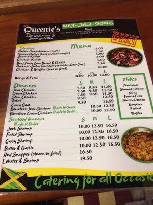 Queenie's Menu