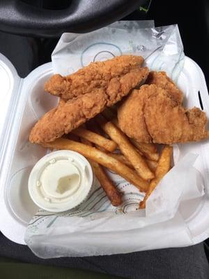 This chicken strip 'dinner' for $8.95. Should be more.