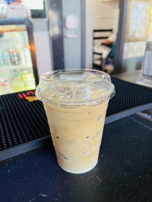 Iced latte, whole milk, no added sweeteners