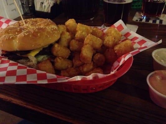 Bacon Cheese Burger and Tots! Delicious