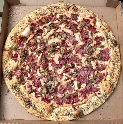 Reuben Pizza with Sausage