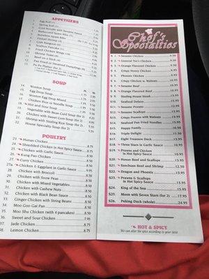 Just 2 pages of the menu.