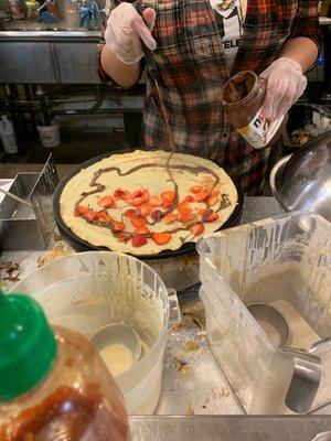 Red & Black Crepe in the making