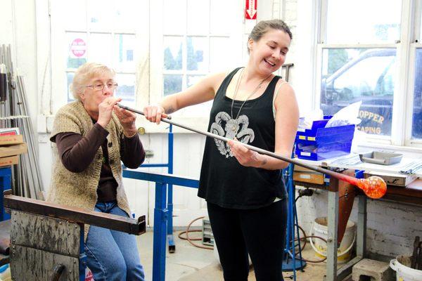 blowing the glass