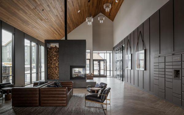 Mountain Lodge clubhouse with luxer package lockers.