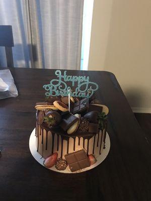 Chocolate birthday cake. Beautiful and delicious