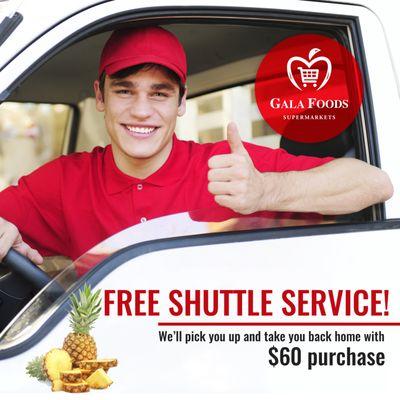 FREE SHUTTLE SERVICE!   We'll pick you up and take you back home with $60 purchase