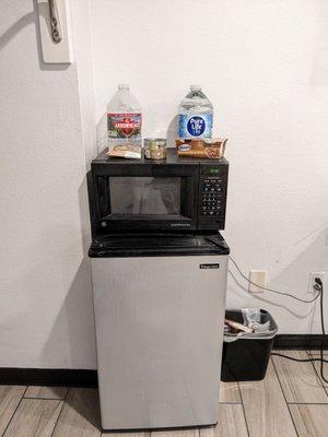 Microwave & Refrigerator.