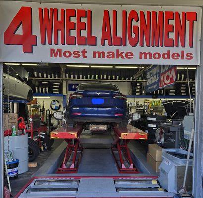 The latest system for "4 Wheel Alignment" is available in our shop. It supports almost all models including EVs, Hybrids & Petrol cars