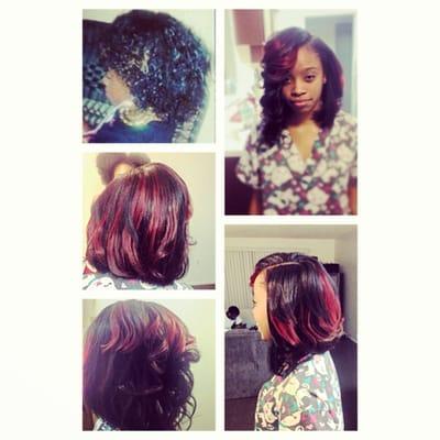 Full installment, asymmetrical Bob cut w/ highlights