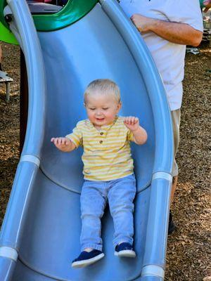 The grandson having fun