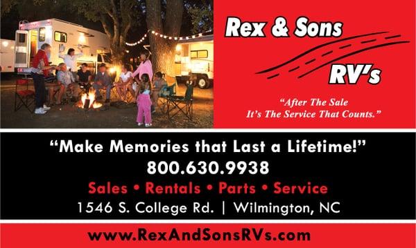 At Rex and Sons RVs "After the Sale, it's the Service that Counts!"