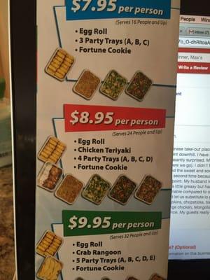 Catering pricing