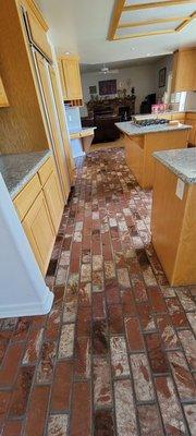 Brick floor cleaning