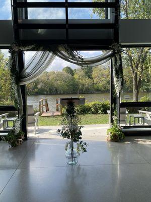 Backdrop in the lobby for wedding ceremony