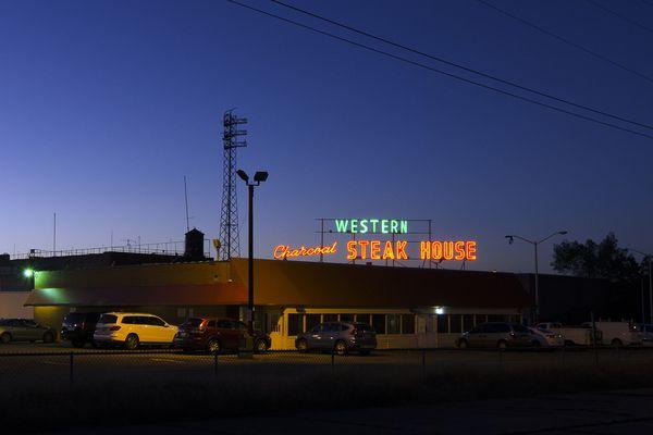 Night time shot. Cool sign!