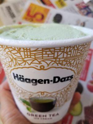 Green tea ice cream is for breakfast. Sweet  tooth!