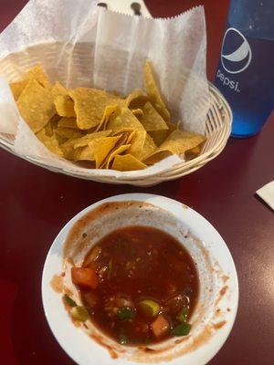 Salsa and freshly made chips. Amazing!