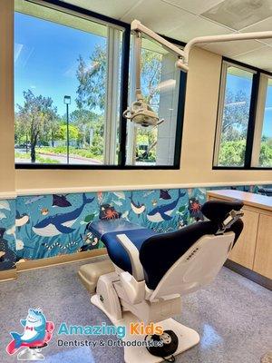 A fun dental chair room for dental cleanings and check-up appointments