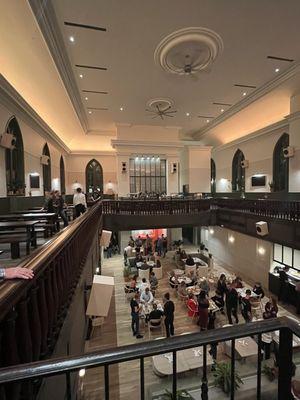 Main dining area to front entrance from above