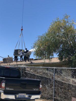 3.5 Ton package unit craned on the Roof for Mr.Callin