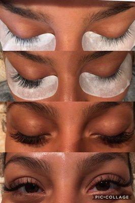 These are volume lashes. The top are her natural lashes