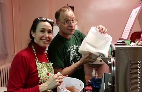 Barbara and Steve getting the recipe just right. Dec. 2015