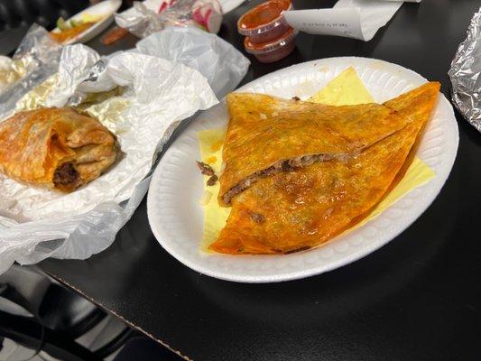 Burrito and Birria quesadilla