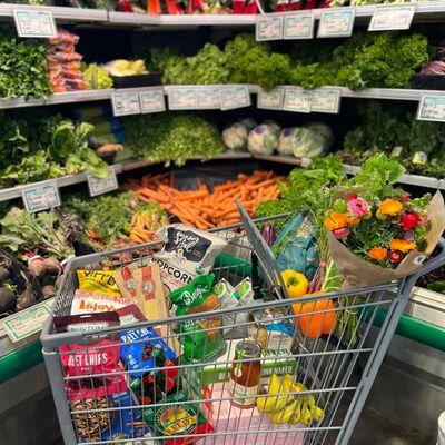 Shopping Cart filled with groceries!