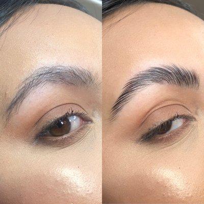 Brow lami before and after