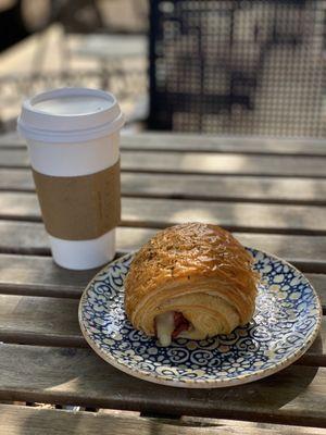 Coffee and Ham &Cheese Croissant