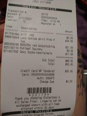 Charged 34.99 for skirt on my reciept and was missing the other outfit