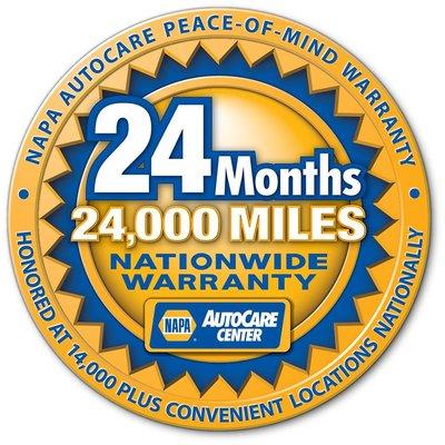 24 month/24K mile nationwide warranty