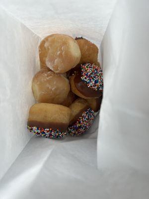 Glazed and chocolate sprinkle donut holes