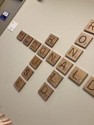 Ronald McDonald House sign in one of the activity rooms