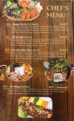 Huong Viet's newest menu as of Oct 2023