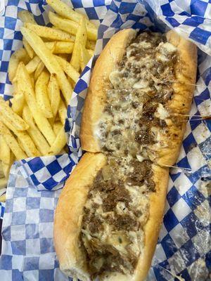 Cheesesteak and fries.