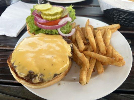 Burger with American cheese.