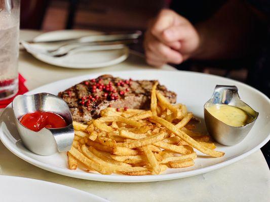 Hubby loved his med Steak Frites. Cooked perfectly. :)...