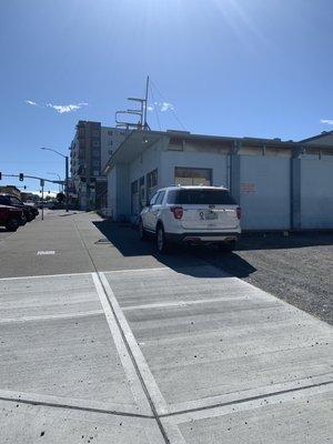 Her car.. Clearly on the sidewalk!