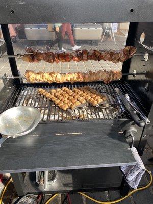 Greek Kontosouvli only at the Riverside Arts Market --- the perfect pork and chicken over fries with our special sauce